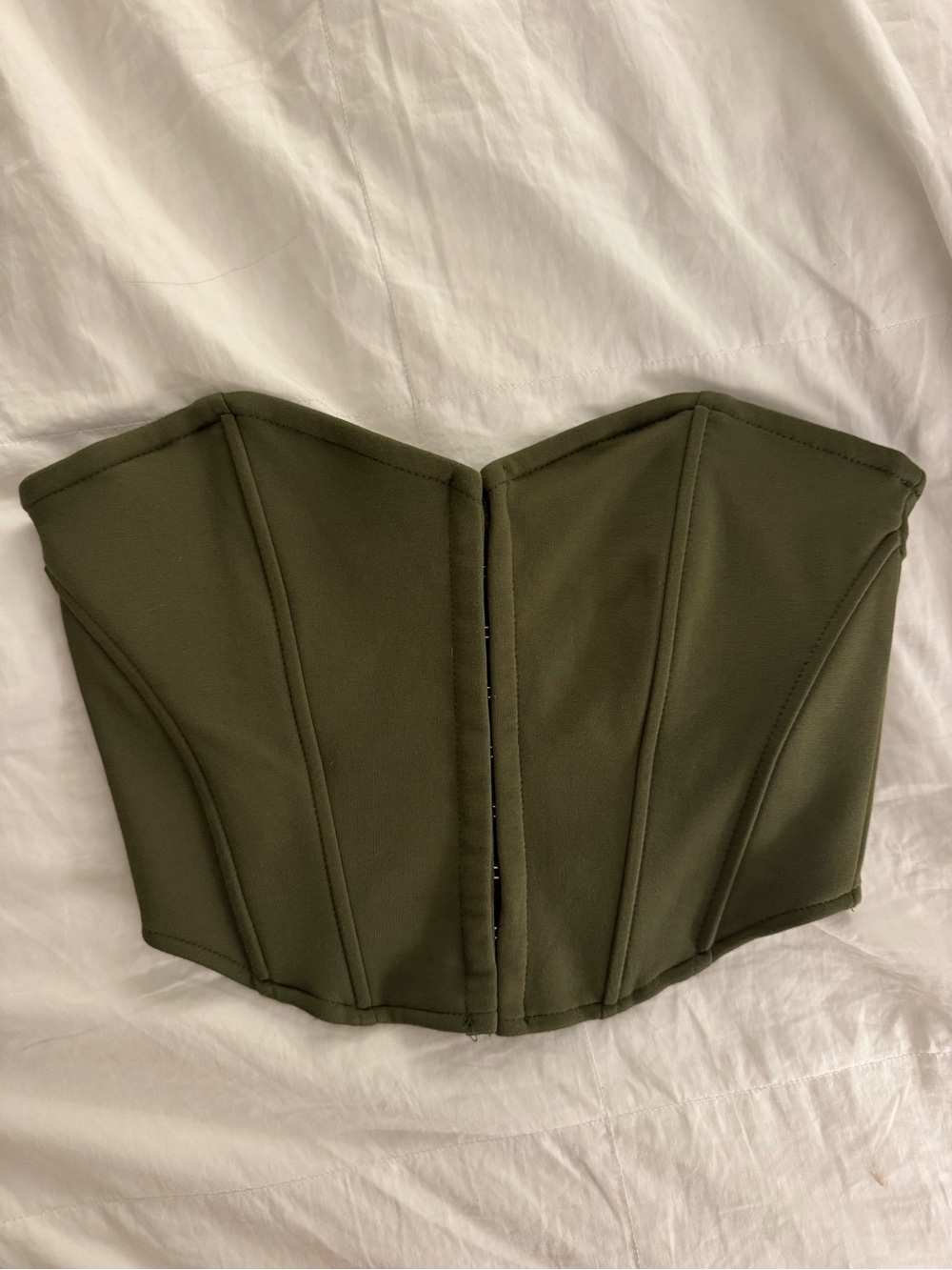 Forever 21 Olive Green Strapless Bustier Top